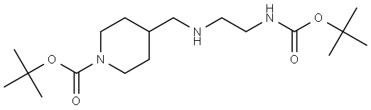 tert-butyl 4-(((2-((tert-butoxycarbonyl)amino)ethyl)amino)methyl)piperidine-1-carboxylate Structure