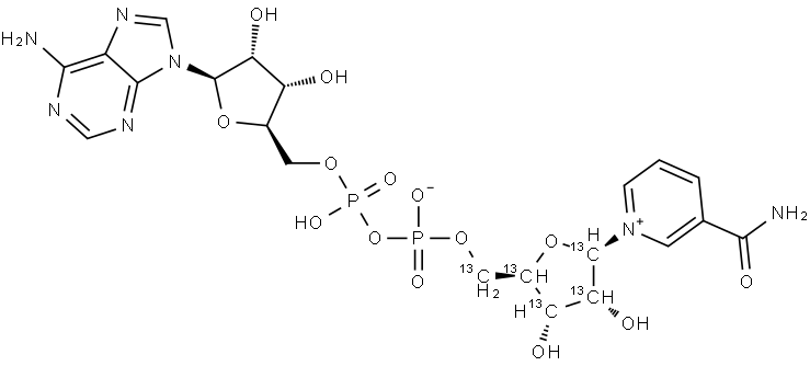 NICOTINAMIDE ADENINE DINUCLEOTIDE (NAD+), NH4 SALT (RIBOSE-13C5, 98%) CHEMICAL PURITY 96% Structure