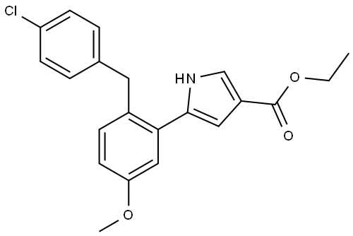 ethyl 5-(2-(4-chlorobenzyl)-5-methoxyphenyl)-1H-pyrrole-3-carboxylate Structure