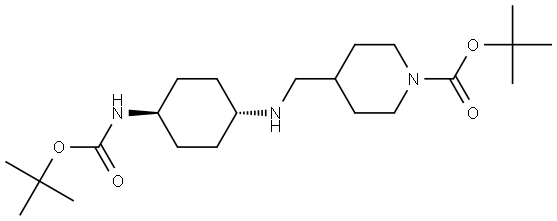 tert-butyl 4-((((1r,4r)-4-((tert-butoxycarbonyl)amino)cyclohexyl)amino)methyl)piperidine-1-carboxylate Structure