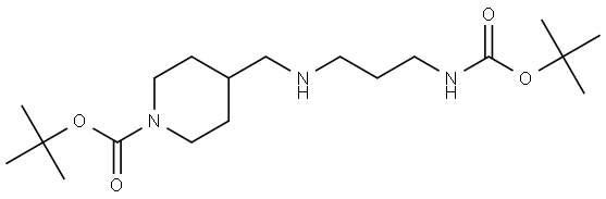 tert-butyl 4-(((3-((tert-butoxycarbonyl)amino)propyl)amino)methyl)piperidine-1-carboxylate Structure