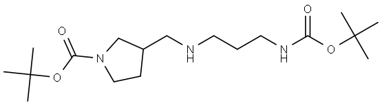 tert-butyl 3-(((3-((tert-butoxycarbonyl)amino)propyl)amino)methyl)pyrrolidine-1-carboxylate Structure