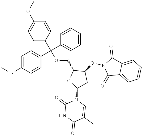 Thymidine, 5′-O-[bis(4-methoxyphenyl)phenylmethyl]-3′-O-(1,3-dihydro-1,3-dioxo-2H-isoindol-2-yl)- Structure