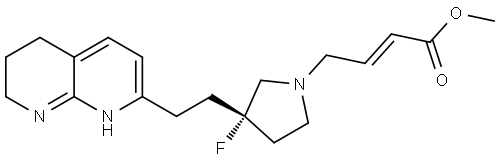 methyl (S,E)-4-(3-fluoro-3-(2-(5,6,7,8-tetrahydro-1,8-naphthyridin-2-yl)ethyl)pyrrolidin-1-yl)but-2-enoate Structure