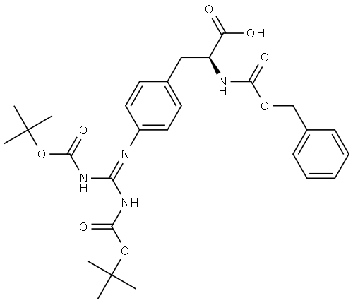 L-Phenylalanine, 4-[[bis[[(1,1-dimethylethoxy)carbonyl]amino]methylene]amino]-N-[(phenylmethoxy)carbonyl]- Structure