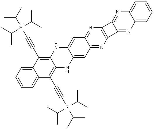 Benzo[b]quinoxalino[2′′,3′′:3′,4′]cyclobuta[1′,2′:5,6]pyrazino[2,3-i]phenazine, 8,15-dihydro-9,14-bis[2-[tris(1-methylethyl)silyl]ethynyl]- Structure