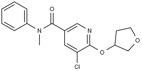 5-Chloro-N-methyl-N-phenyl-6-[(tetrahydro-3-furanyl)oxy]-3-pyridinecarboxamide Structure