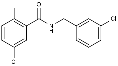 5-Chloro-N-[(3-chlorophenyl)methyl]-2-iodobenzamide Structure