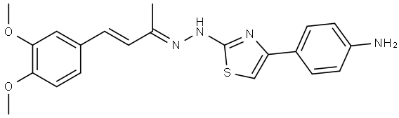 3-Buten-2-one, 4-(3,4-dimethoxyphenyl)-, 2-[4-(4-aminophenyl)-2-thiazolyl]hydrazone, (2E,3E)- Structure