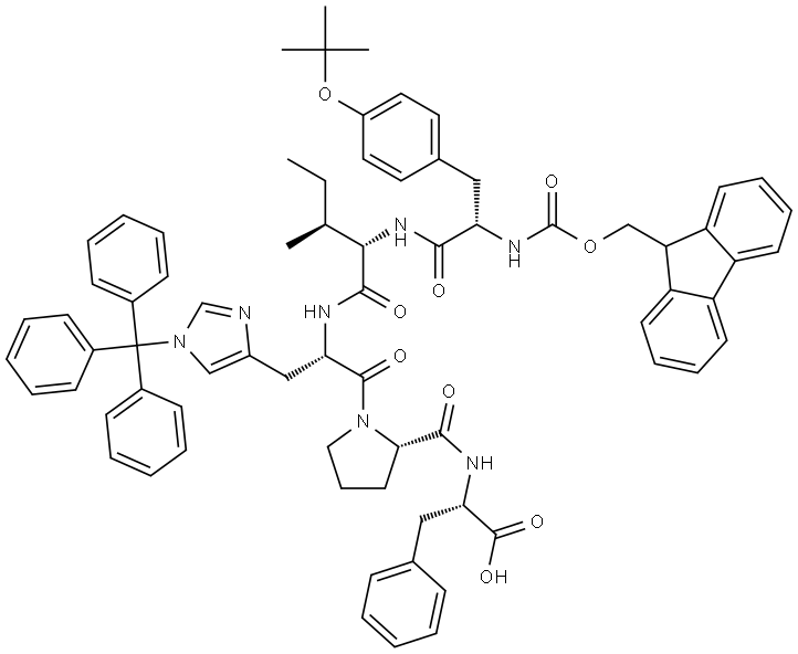 2-6-Angiotensin IV, 2-[O-(1,1-dimethylethyl)-N-[(9H-fluoren-9-ylmethoxy)carbonyl]-L-tyrosine]-3-L-isoleucine-4-[1-(triphenylmethyl)-L-histidine]- (9CI) Structure