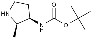 Carbamic acid, N-[(2R,3R)-2-methyl-3-pyrrolidinyl]-, 1,1-dimethylethyl ester Structure