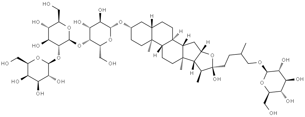 β-D-Galactopyranoside, (3β,5α,22α)-26-(β-D-glucopyranosyloxy)-22-hydroxyfurostan-3-yl O-β-D-galactopyranosyl-(1→2)-O-β-D-glucopyranosyl-(1→4)- Structure