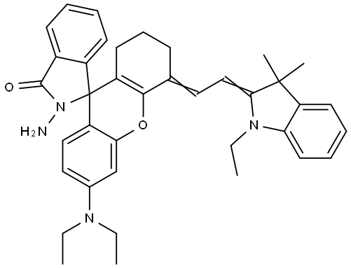 Spiro[1H-isoindole-1,9′-[9H]xanthen]-3(2H)-one, 2-amino-6′-(diethylamino)-4′-[2-(1-ethyl-1,3-dihydro-3,3-dimethyl-2H-indol-2-ylidene)ethylidene]-1′,2′,3′,4′-tetrahydro- Structure