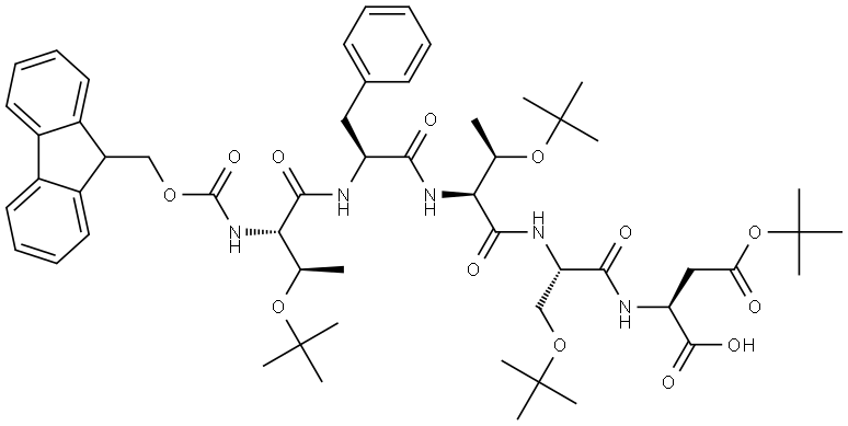 O-(1,1-Dimethylethyl)-N-[(9H-fluoren-9-ylmethoxy)carbonyl]-L-threonyl-L-phenylalanyl-O-(1,1-dimethylethyl)-L-threonyl-O-(1,1-dimethylethyl)-L-seryl-L-aspartic acid 54-(1,1-dimethylethyl) ester Structure