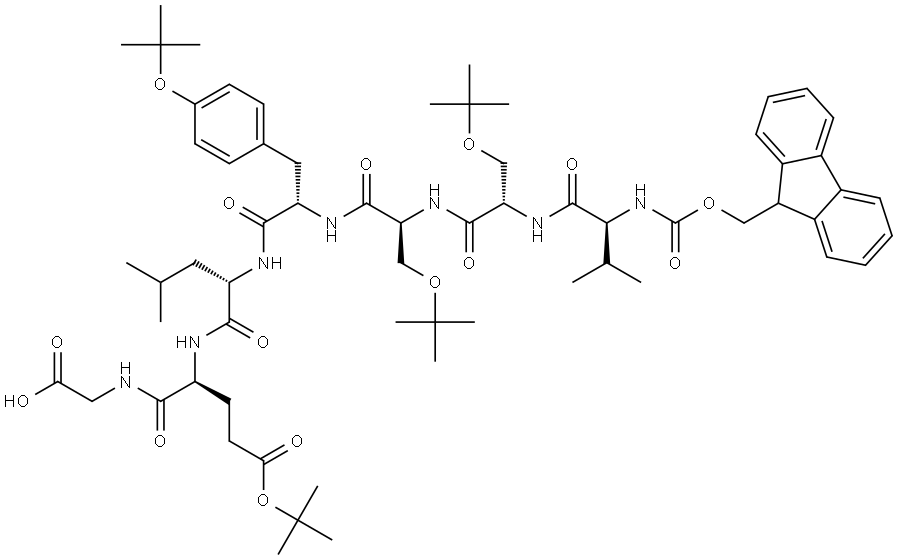 Fmoc-Val-Ser(tBu)-Ser(tBu)-Tyr(tBu)-Leu-Glu(OtBu)-Gly-OH Structure