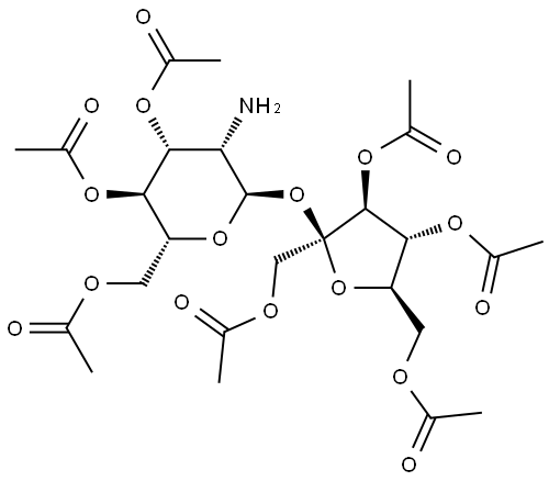 1,3,4,6-tetra-O-acetyl-β-D-fructofuranosyl 3,4,6-tri-O-acetyl-2-amino-2-deoxy-α-D-mannopyranoside Structure