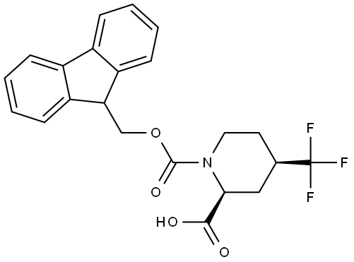 cis-4-Trifluoromethyl-piperidine-1,2-dicarboxylic acid 1-(9H-fluoren-9-ylmethyl) ester Structure