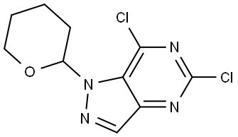 5,7-dichloro-1-(tetrahydro-2H-pyran-2-yl)-1H-pyrazolo[4,3-d]pyrimidine Structure