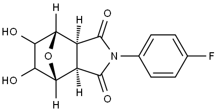 (3aR,4R,7S,7aS)-2-(4-fluorophenyl)-5,6-dihydroxyhexahydro-1H-4,7-epoxyisoindole-1,3(2H)-dione Structure