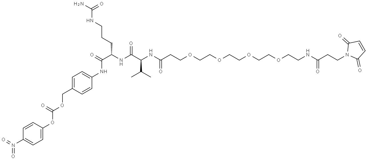 Mal-beta-Ala-PEG(4)-Val-Cit-PAB-PNP Structure