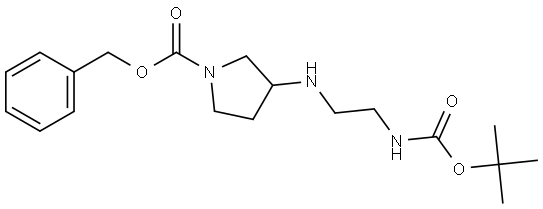 1-Pyrrolidinecarboxylic acid, 3-[[2-[[(1,1-dimethylethoxy)carbonyl]amino]ethyl]amino]-, phenylmethyl ester Structure