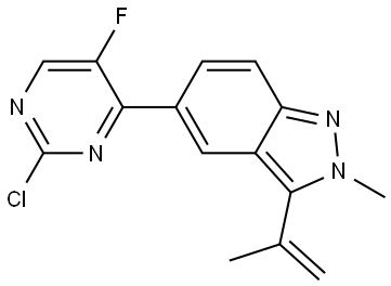 5-(2-chloro-5-fluoropyrimidin-4-yl)-2-methyl-3-(prop-1-en-2-yl)-2H-indazole Structure