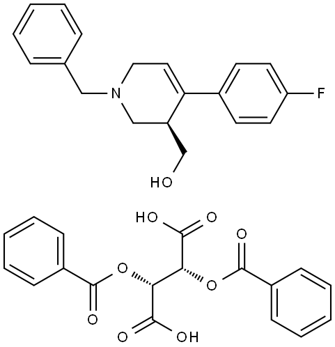 (-)-1-Benzyl-4-(-4-fluor-phenyl)-3-hydroxymethyl-1,2,3,6-tetrahydropyridine-L-dibenzoyl-tartaric salt Structure