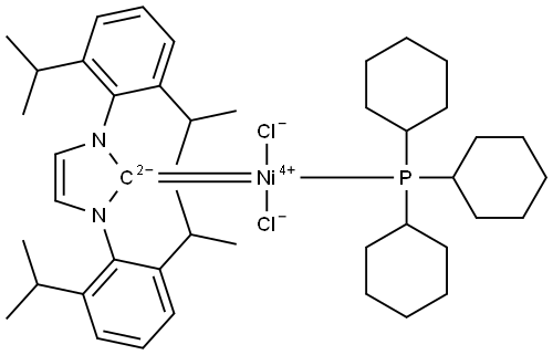 Nickel,[1,3-bis[2,6-bis(1-methylethyl)phenyl]-1,3-dihydro-2H-imidazol-2-ylidene]dichloro(tricyclohexylphosphine)-, (SP-4-1)- (ACI) Structure