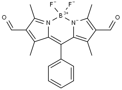 5,5-difluoro-2,8-diformyl-1,3,7,9-tetramethyl-10-phenyl-5H-dipyrrolo[1,2-c:2',1'-f][1,3,2]diazaborinin-4-ium-5-uide Structure