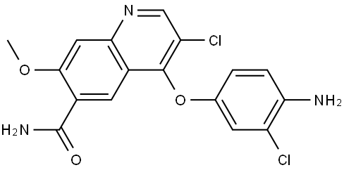 6-Quinolinecarboxamide, 4-(4-amino-3-chlorophenoxy)-3-chloro-7-methoxy- Structure