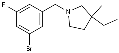 1-(3-bromo-5-fluorobenzyl)-3-ethyl-3-methylpyrrolidine 구조식 이미지