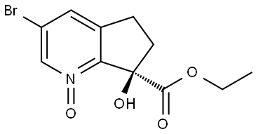 (R)-3-bromo-7-(ethoxycarbonyl)-7-hydroxy-6,7-dihydro-5H-cyclopenta[b]pyridine 1-oxide Structure