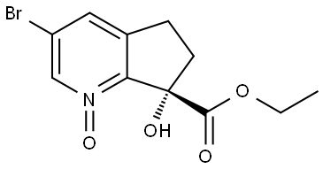 (S)-3-bromo-7-(ethoxycarbonyl)-7-hydroxy-6,7-dihydro-5H-cyclopenta[b]pyridine 1-oxide Structure