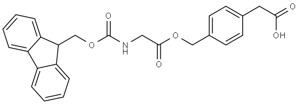 Glycine, N-[(9H-fluoren-9-ylmethoxy)carbonyl]-, [4-(carboxymethyl)phenyl]methyl ester Structure