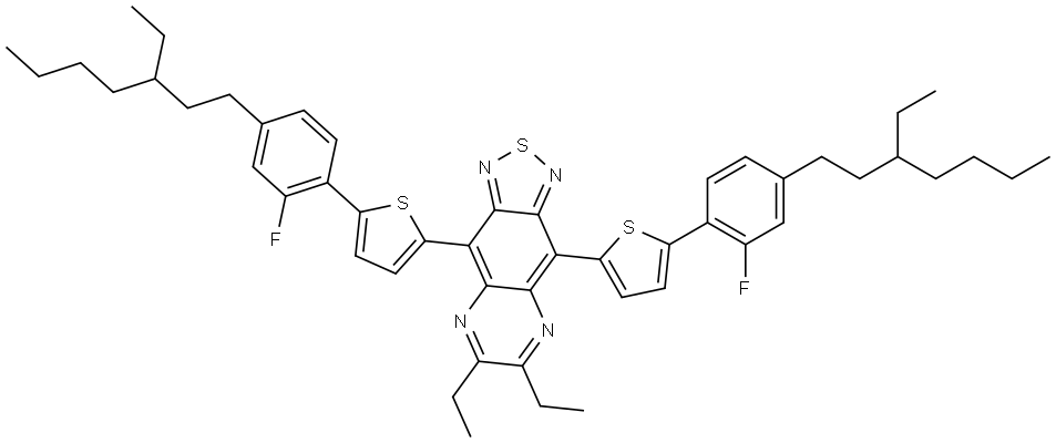 6,7-diethyl-4,9-bis(5-(4-(3-ethylheptyl)-2-fluorophenyl)thiophen-2-yl)-[1,2,5]thiadiazolo[3,4-g]quinoxaline 구조식 이미지