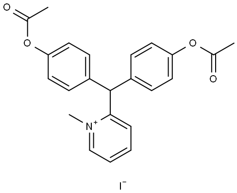 Pyridinium, 2-[bis[4-(acetyloxy)phenyl]methyl]-1-methyl-, iodide (1:1) Structure