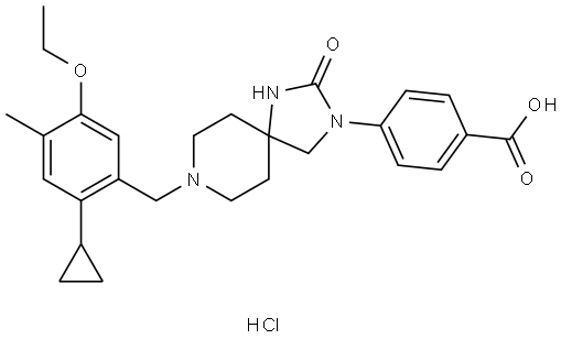 Benzoic acid, 4-[8-[(2-cyclopropyl-5-ethoxy-4-methylphenyl)methyl]-2-oxo-1,3,8-triazaspiro[4.5]dec-3-yl]-, hydrochloride (1:1) Structure