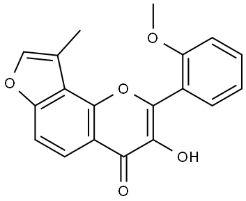 3-Hydroxy-2-(2-methoxypheny)-9-methyl-4H-furo[2,3-h]-1-benzopyran-4-one Structure