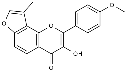 3-Hydroxy-2-(4-methoxyphenyl)-9-
methyl-4H-furo[2,3.-h]-1-benzopyran-4one Structure