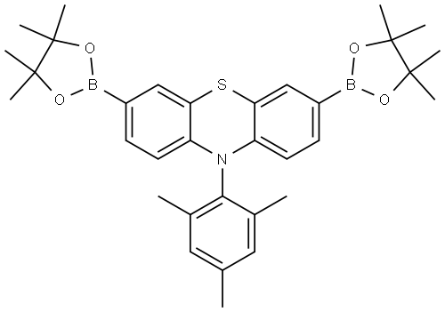 10H-Phenothiazine, 3,7-bis(4,4,5,5-tetramethyl-1,3,2-dioxaborolan-2-yl)-10-(2,4,6-trimethylphenyl)- Structure