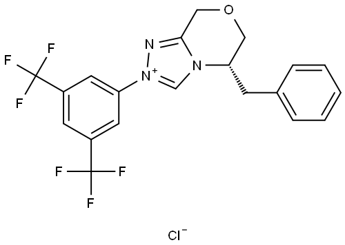 8H-1,2,4-Triazolo[3,4-c][1,4]oxazinium, 2-[3,5-bis(trifluoromethyl)phenyl]-5,6-dihydro-5-(phenylmethyl)-, chloride (1:1), (5S)- (ACI) Structure