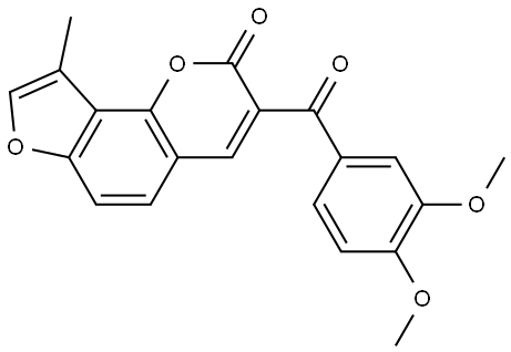 3-(3,4-Dimethoxybenzoyl-9-methyl-2H-furo[2,3-h]-1-benzopyran-2-one 구조식 이미지