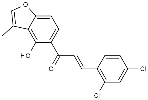 (2E)-3-(2,4-Dichlorophenyl)-1-(4-hydroxy-3-methyl-5-benzofuranyl)-2-propen-1-one Structure