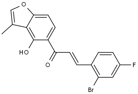 (2E)-3-(2-Bromo-4-fluorophenyl)-1-(4-hydroxy-3-methyl-5-benzofuranyl)-2-propen-1... Structure