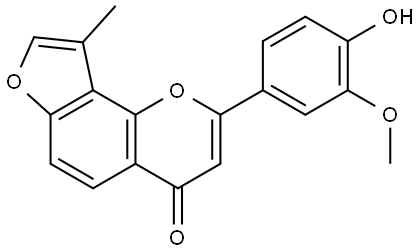 2-(4Hydroxy-3-methoxyphenyl)-9-methyl)-4H-furo[2.3-h]-1-benzopyran-4-one Structure