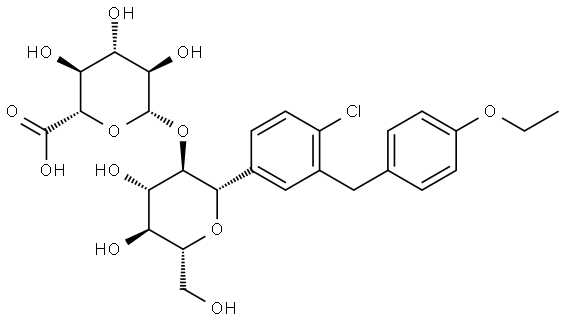 D-Glucitol, 1,5-anhydro-1-C-[4-chloro-3-[(4-ethoxyphenyl)methyl]phenyl]-2-O-β-D-glucopyranuronosyl-, (1S)- Structure