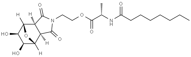 (S)-2-((3aR,4R,5S,6R,7S,7aS)-5,6-dihydroxy-1,3-dioxohexahydro-1H-4,7-epoxyisoindol-2(3H)-yl)ethyl 2-octanamidopropanoate Structure