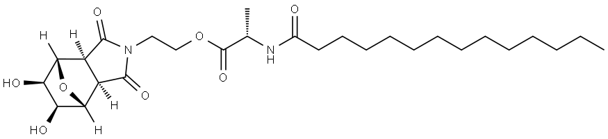 (S)-2-((3aR,4R,5S,6R,7S,7aS)-5,6-dihydroxy-1,3-dioxohexahydro-1H-4,7-epoxyisoindol-2(3H)-yl)ethyl 2-tetradecanamidopropanoate Structure