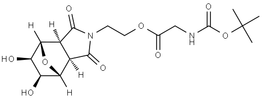 2-((3aR,4R,5S,6R,7S,7aS)-5,6-dihydroxy-1,3-dioxohexahydro-1H-4,7-epoxyisoindol-2(3H)-yl)ethyl 2-((tert-butoxycarbonyl)amino)acetate Structure