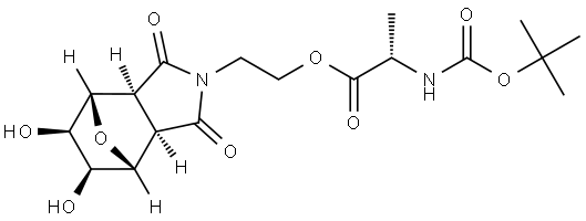 (S)-2-((3aR,4R,5S,6R,7S,7aS)-5,6-dihydroxy-1,3-dioxohexahydro-1H-4,7-epoxyisoindol-2(3H)-yl)ethyl 2-((tert-butoxycarbonyl)amino)propanoate Structure